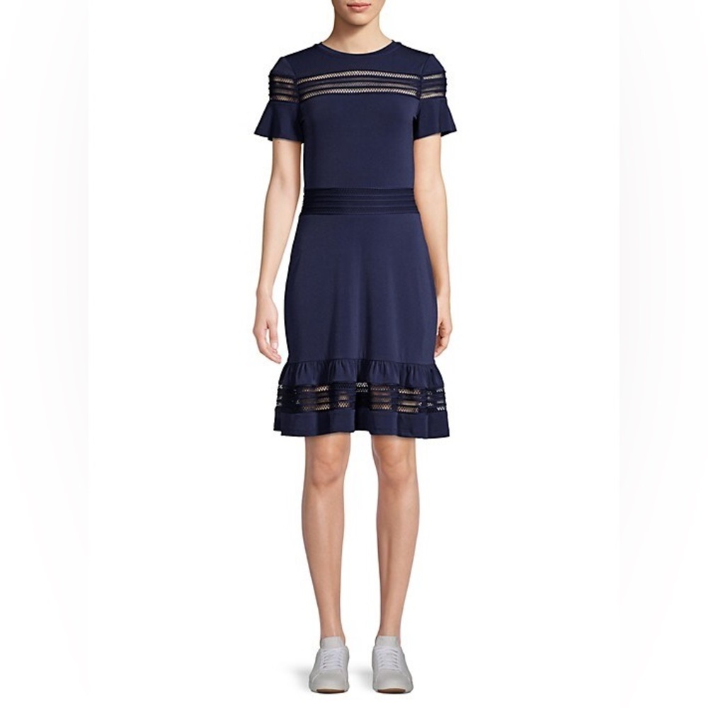 Michael Kors Mesh Roundneck Navy Dress